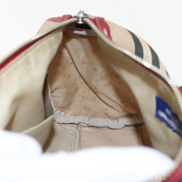 BURBERRY Nova Check Blue Label Hand Bag Beige Red Silver Auth ti2140 - Picture 12 of 16
